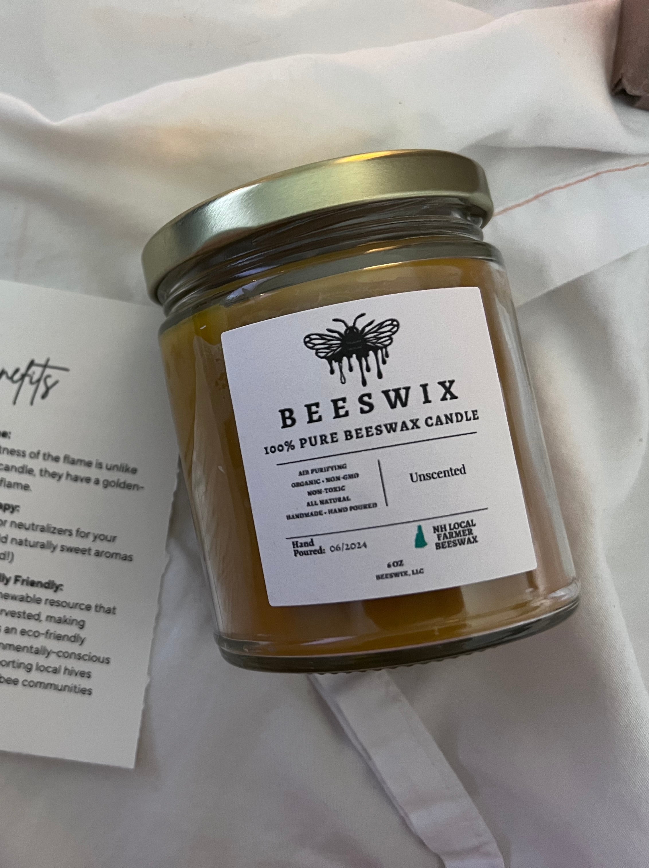 6oz 100% Beeswax Candle